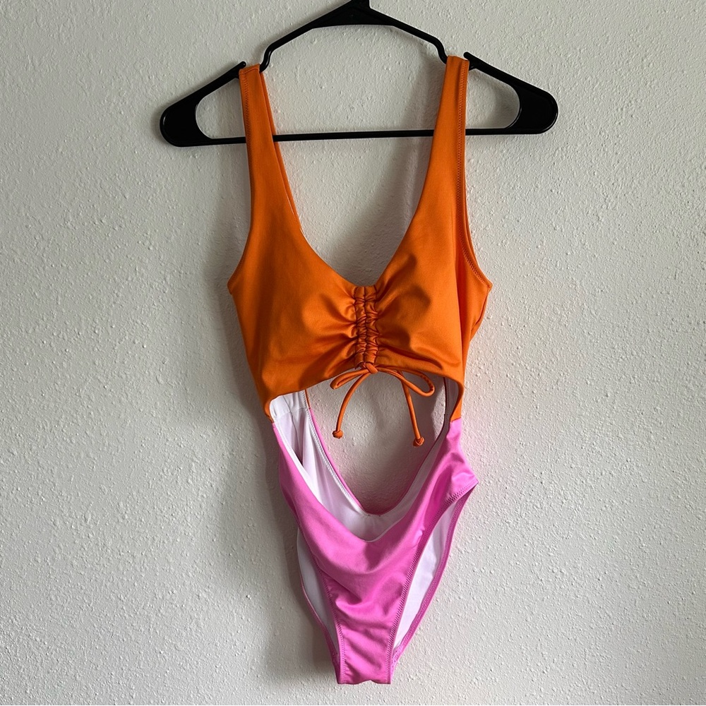 Victoria’s Secret Swim Suit One Piece Pink and Orange Size S